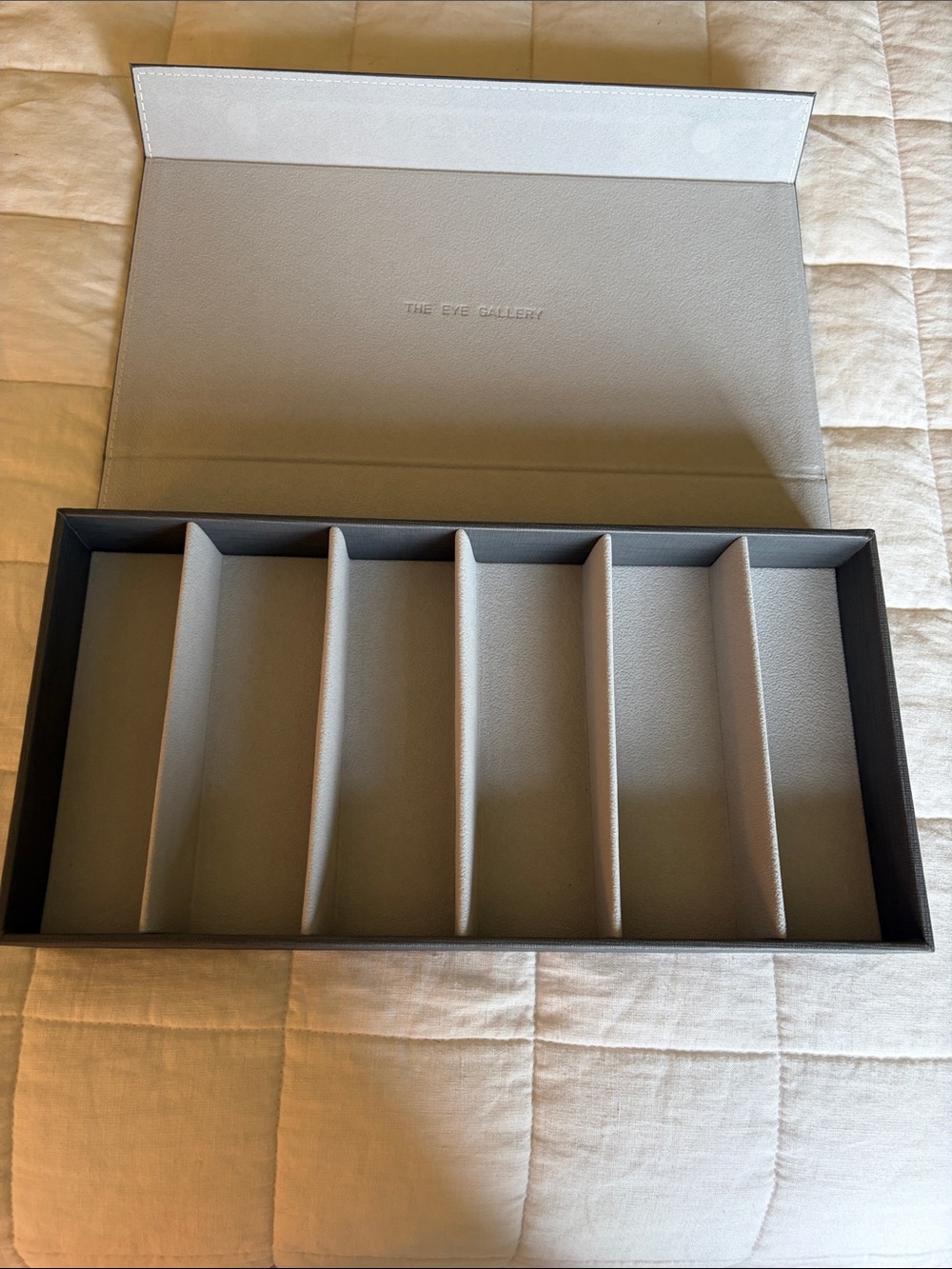 Gray 6-Compartment eye glass storage box